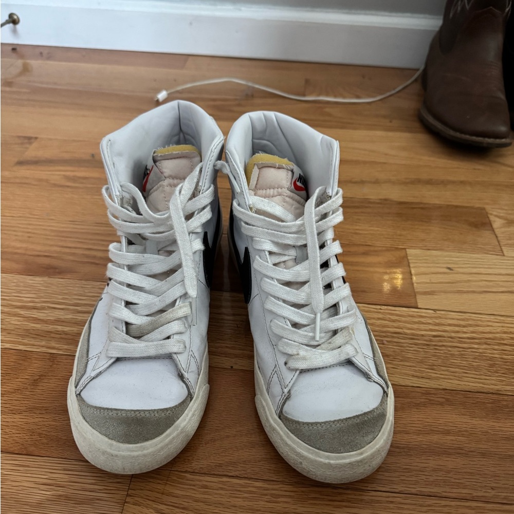 Nike White and Gray High-Top Sneakers